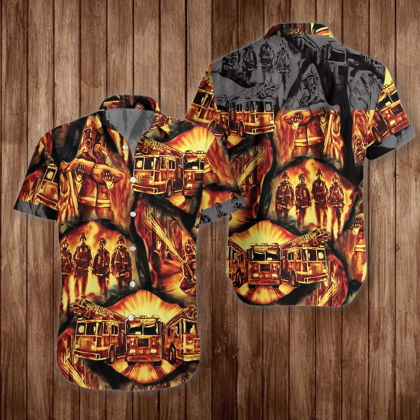 Firefighter Symbol In Fire Hawaiian Shirt