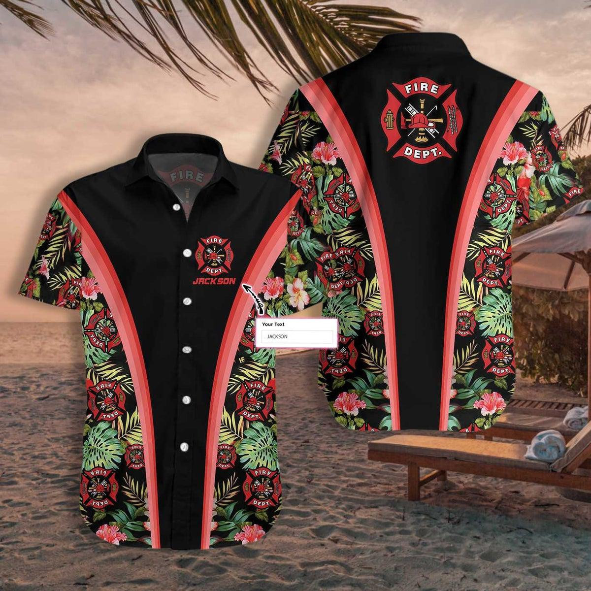 Firefighter Tropical Personalized Hawaiian Shirt