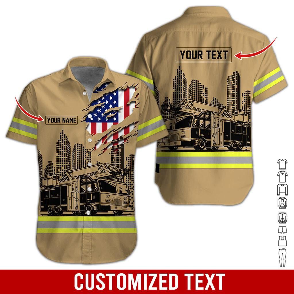 Firefighter Truck Personalized Hawaiian Shirt