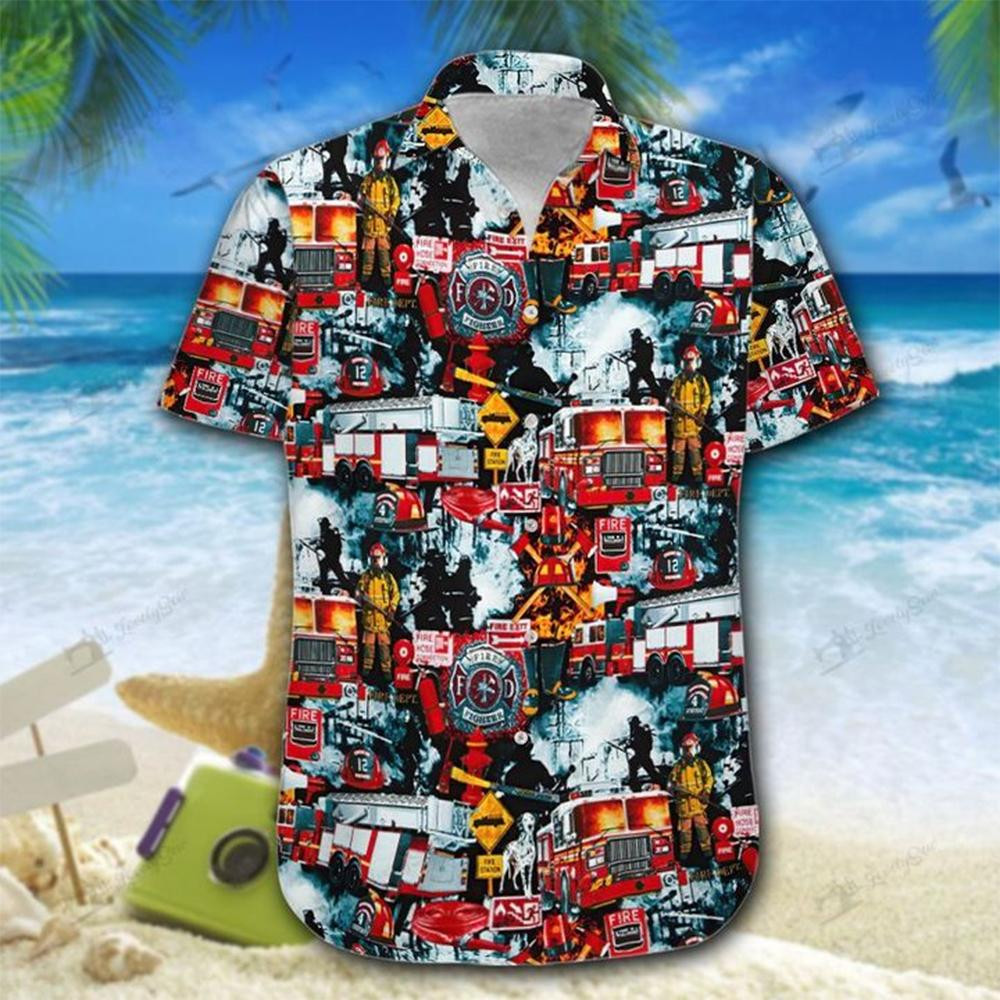 Firefighter Trucks Hawaiian Shirt
