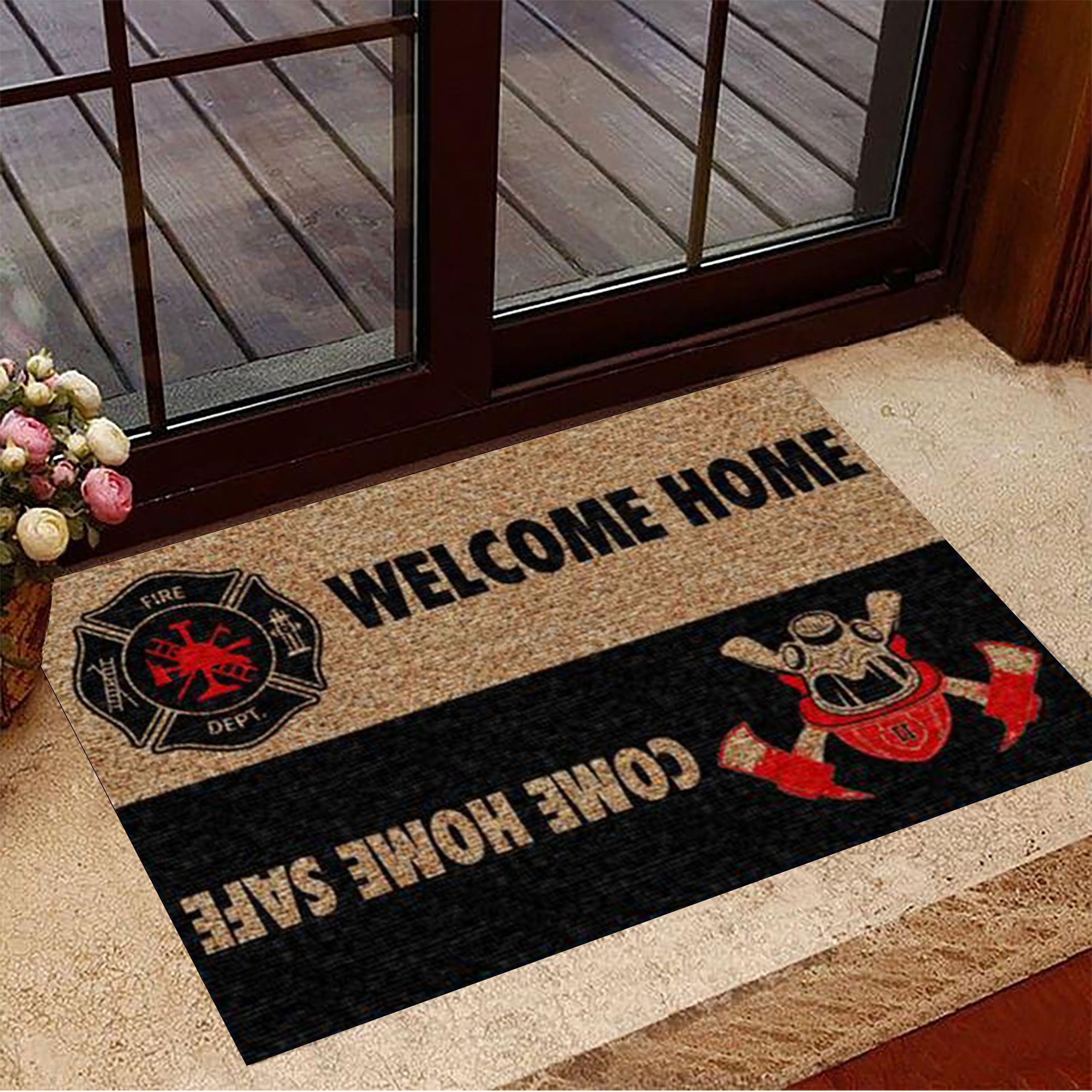 Firefighter Welcome Home Come Home Safe Rubber Doormat Best Indoor Door Mats Gifts For Firefighter