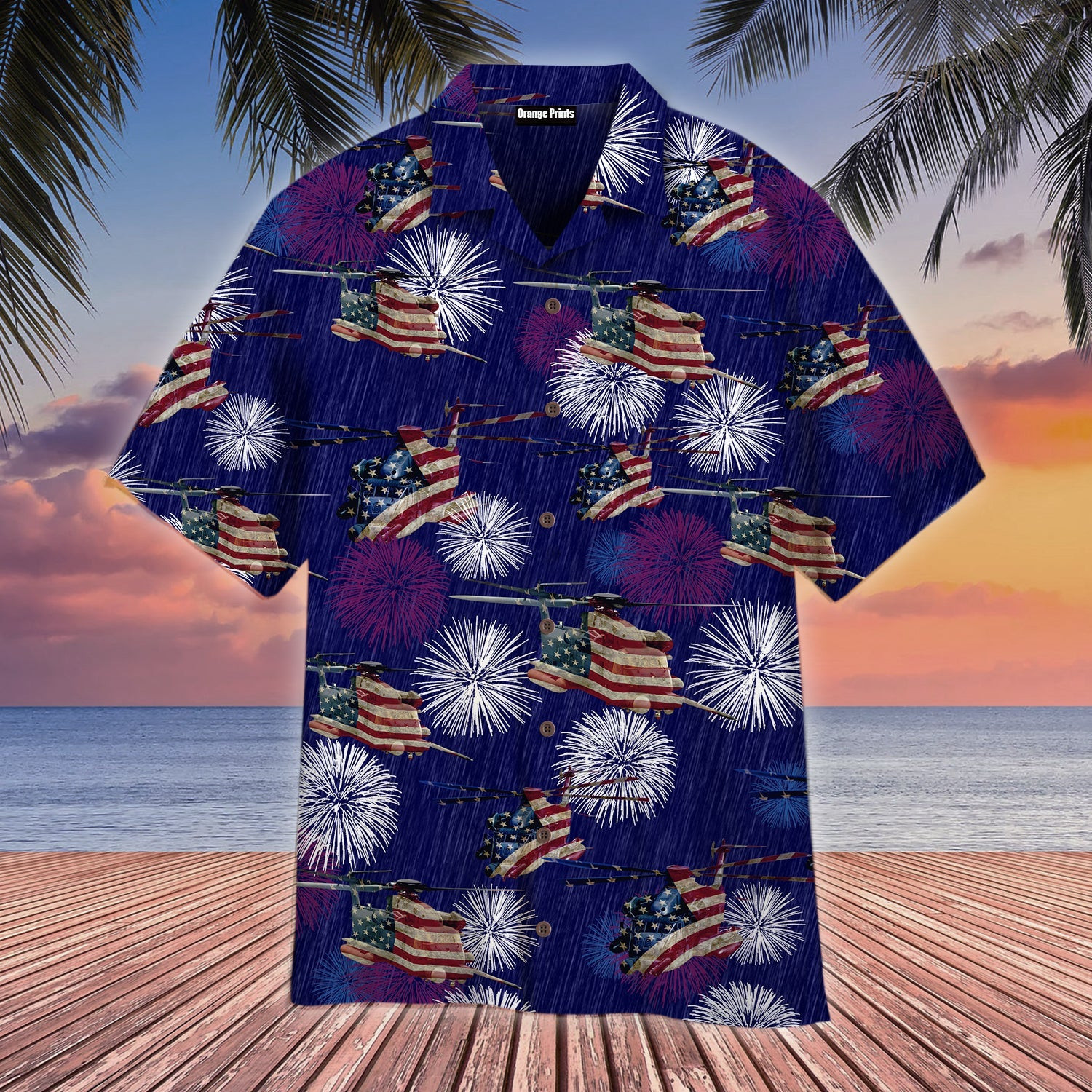 Fireworks Of 4th Of July American Flag Hawaiian Shirt