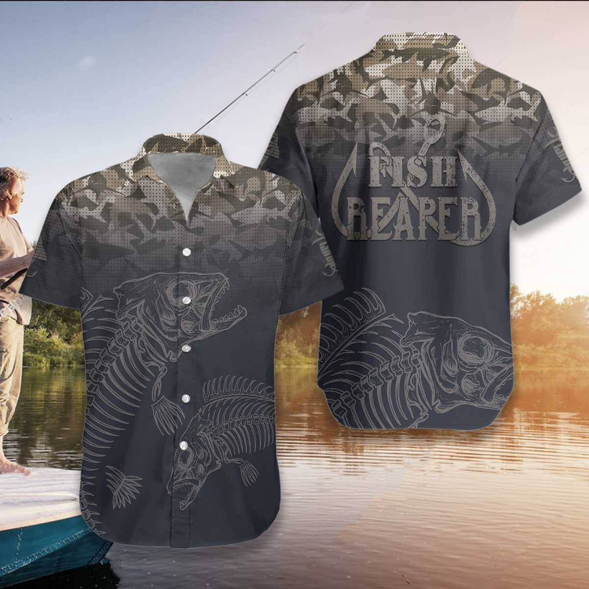 Fish Reaper Fish Skull Skeleton Hawaiian Shirt