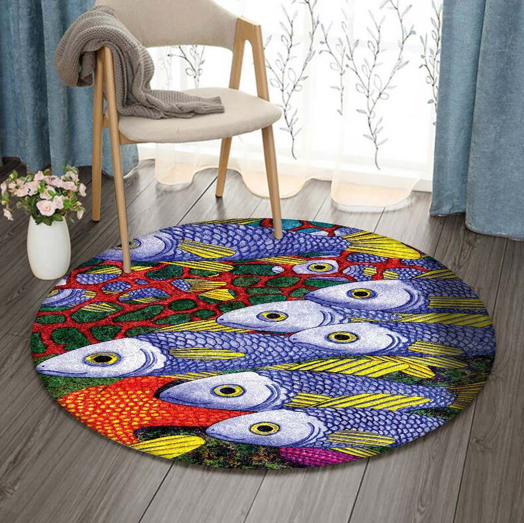 Fish Yellow Fins Round Rug Carpet Bedroom Livingroom Home Decor