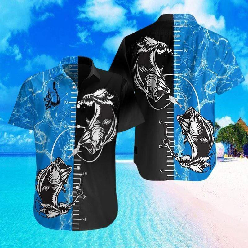 Fishing Black Blue Hawaiian Shirt