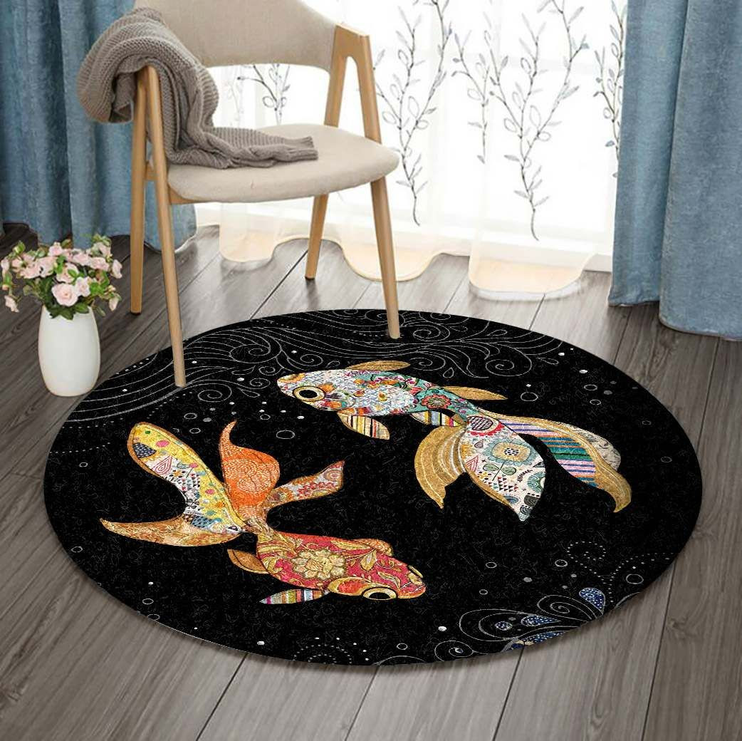 Flagtail Fish Round Rug Carpet Bedroom Livingroom Home Decor