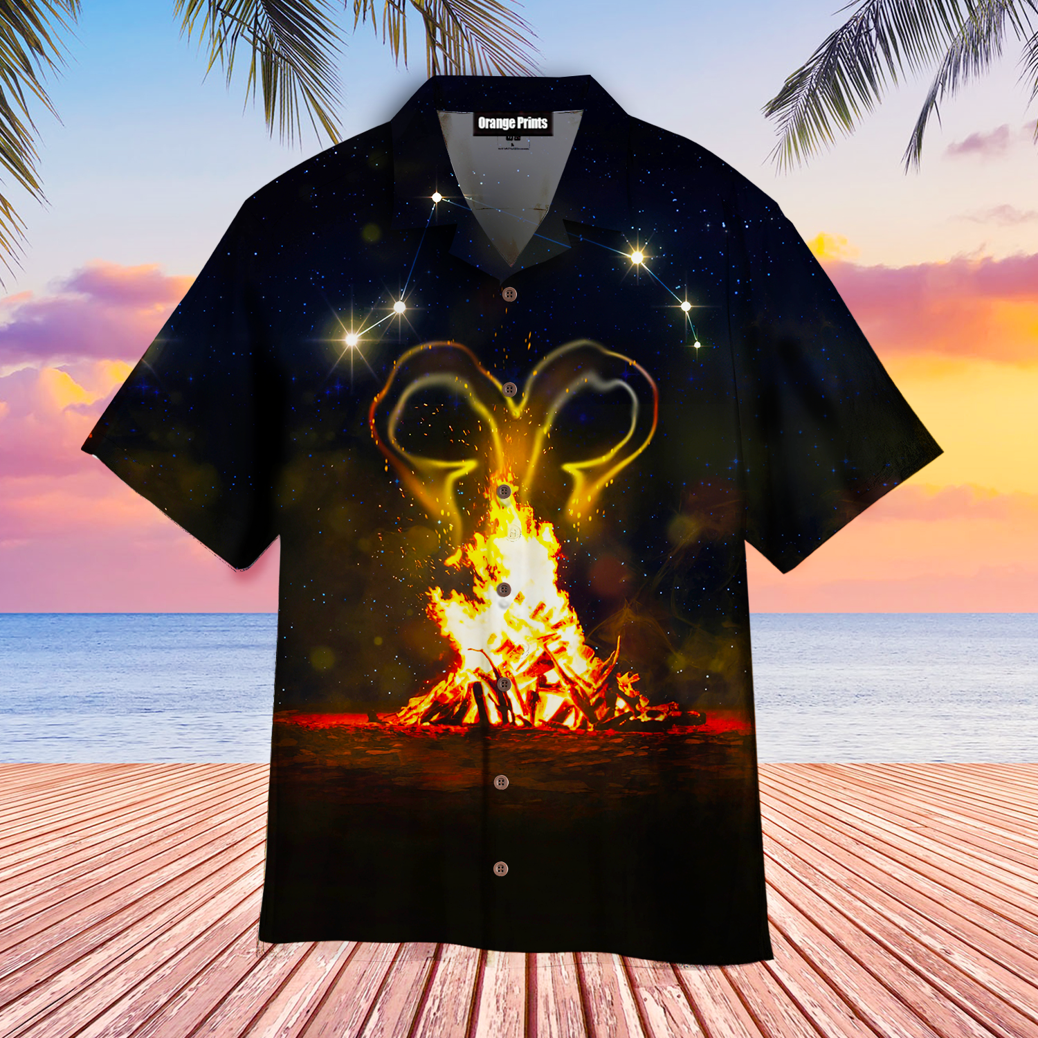Flaming Aries Zodiac Hawaiian Shirt