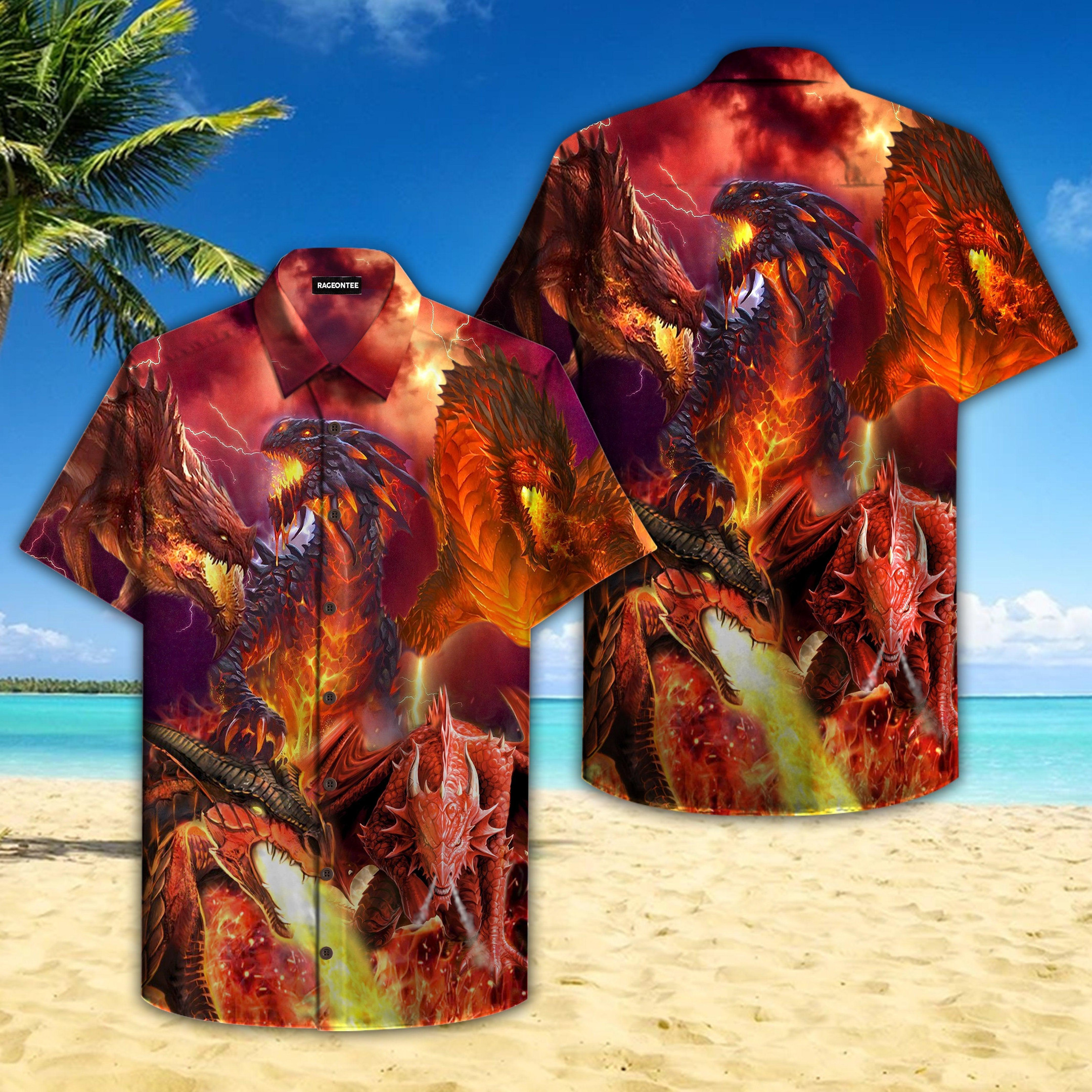 Flaming Dragon Hawaiian Shirt