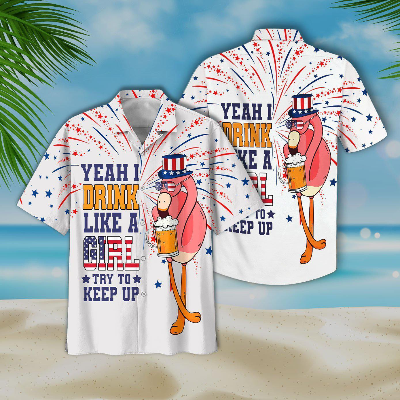Flamingo And Beer Hawaiian Shirt