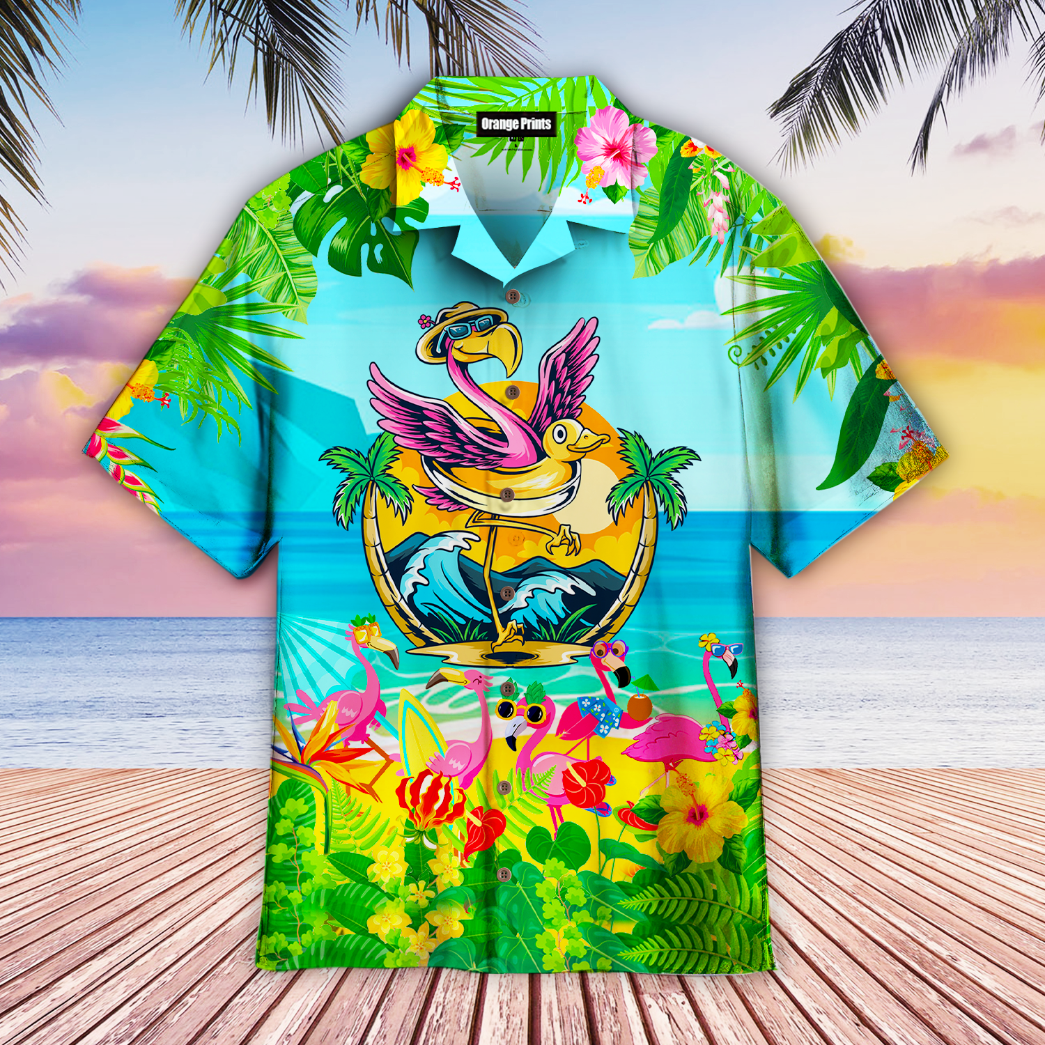 Flamingo Let's Get Flocked Up Hawaiian Shirt