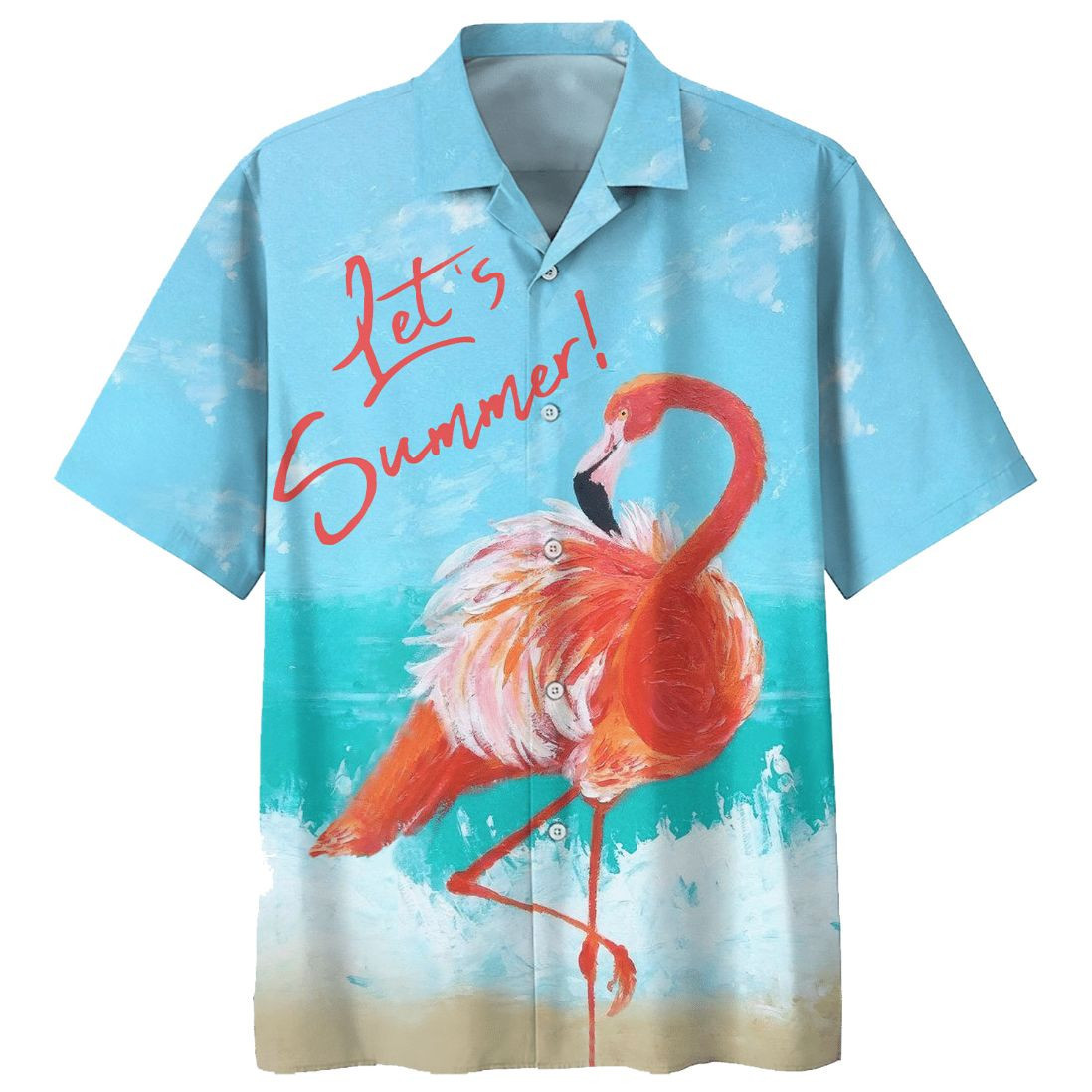 Flamingo Lets Summer Print Hawaiian Shirt
