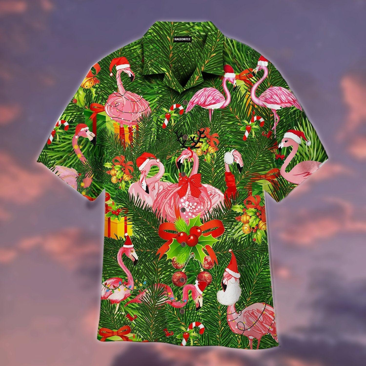 Flamingo Merry Christmas Hawaiian Shirt