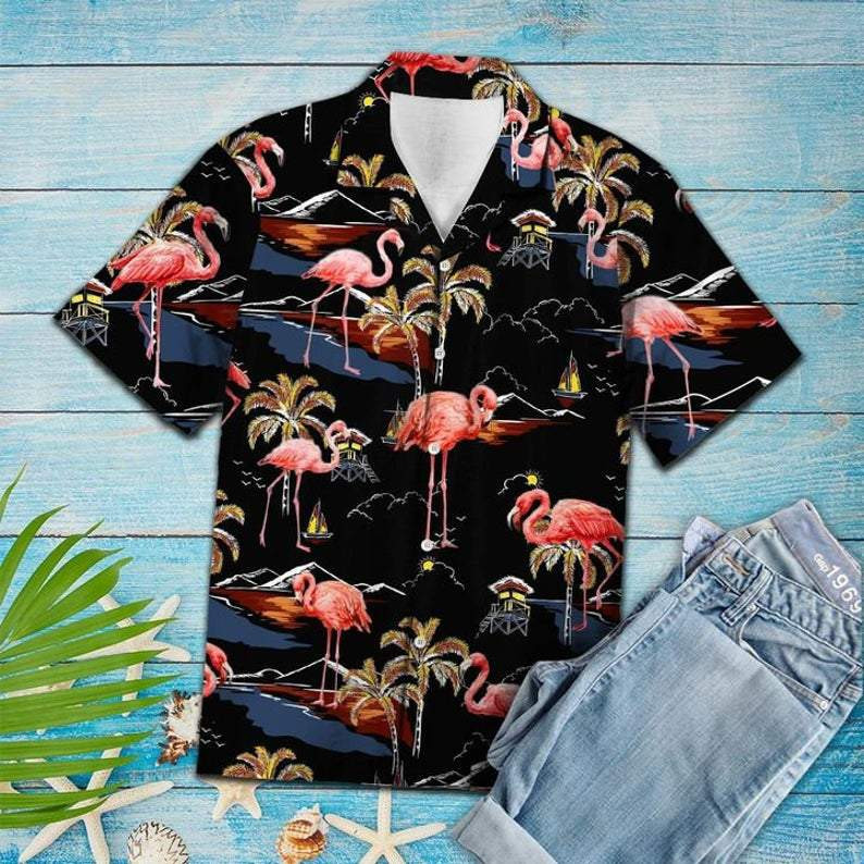 Flamingo Palm Hawaiian Shirt | Hawaiian Shirt For Men | Hawaiian Shirt For Women | HW4188