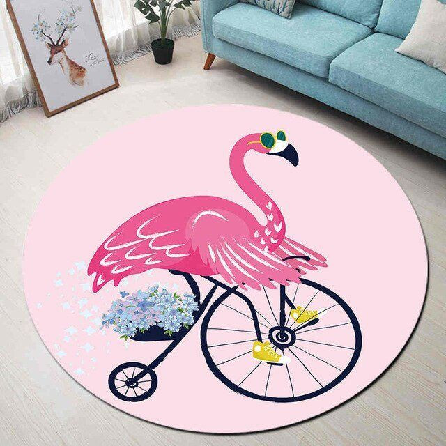 Flamingo Round Rug Carpet Bedroom Livingroom Home Decor