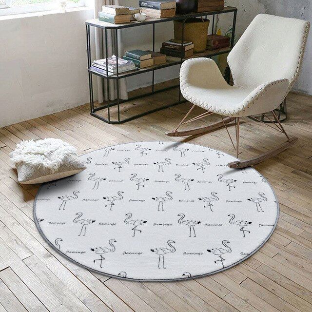 Flamingo Round Rug Carpet Bedroom Livingroom Home Decor