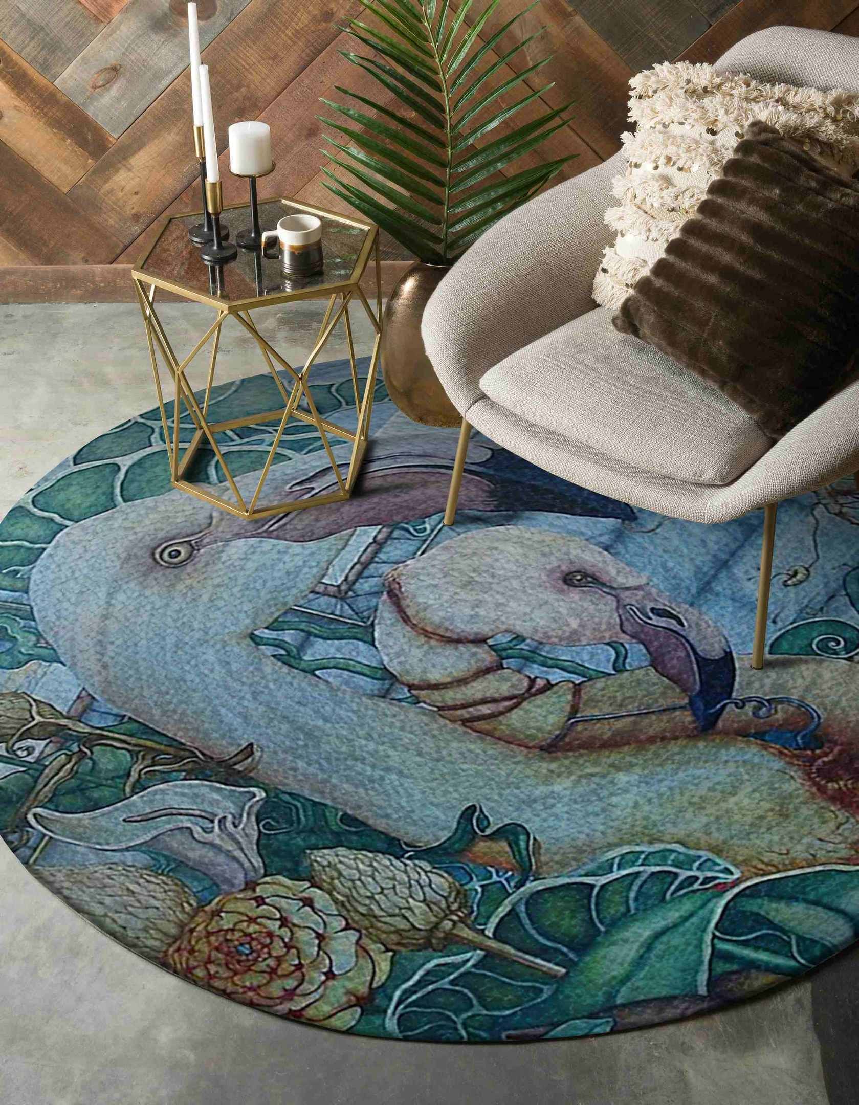 Flamingo Round Rug Carpet Bedroom Livingroom Home Decor
