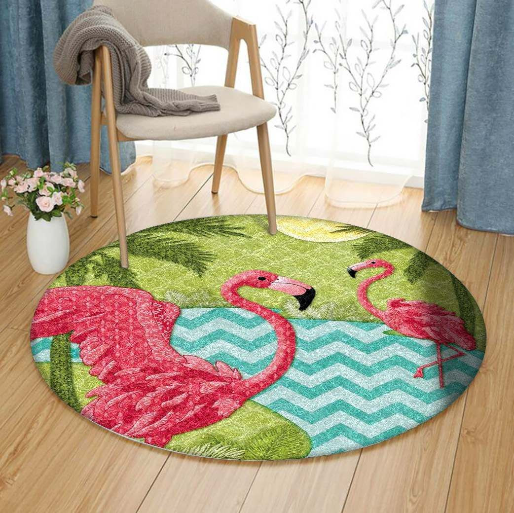 Flamingo Round Rug Carpet Bedroom Livingroom Home Decor
