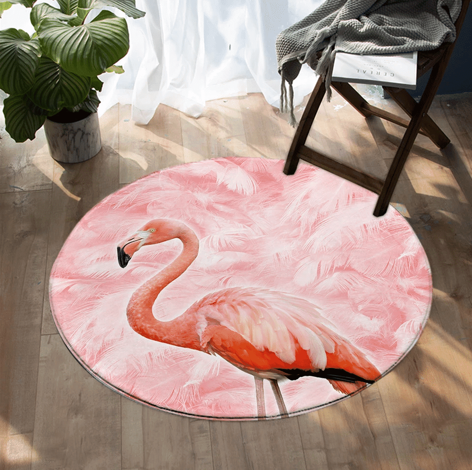 Flamingo Round Rug Carpet Bedroom Livingroom Home Decor
