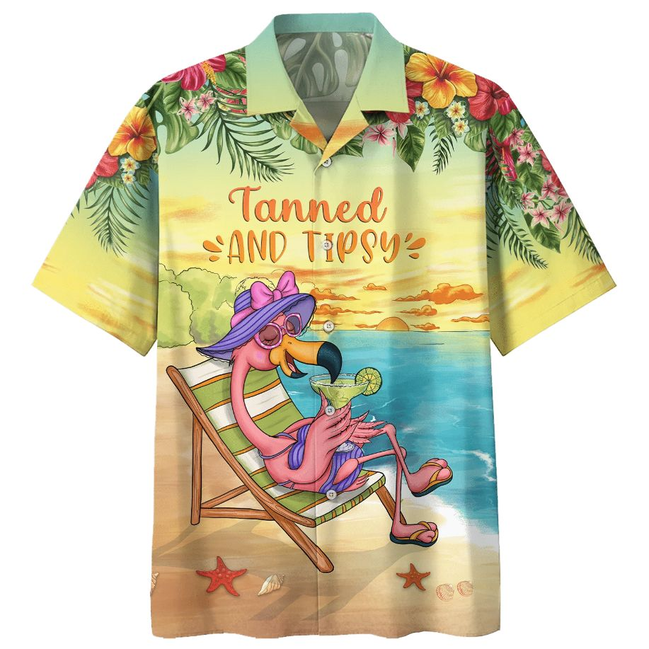 Flamingo Tanned And Tipsy Hawaiian Shirt