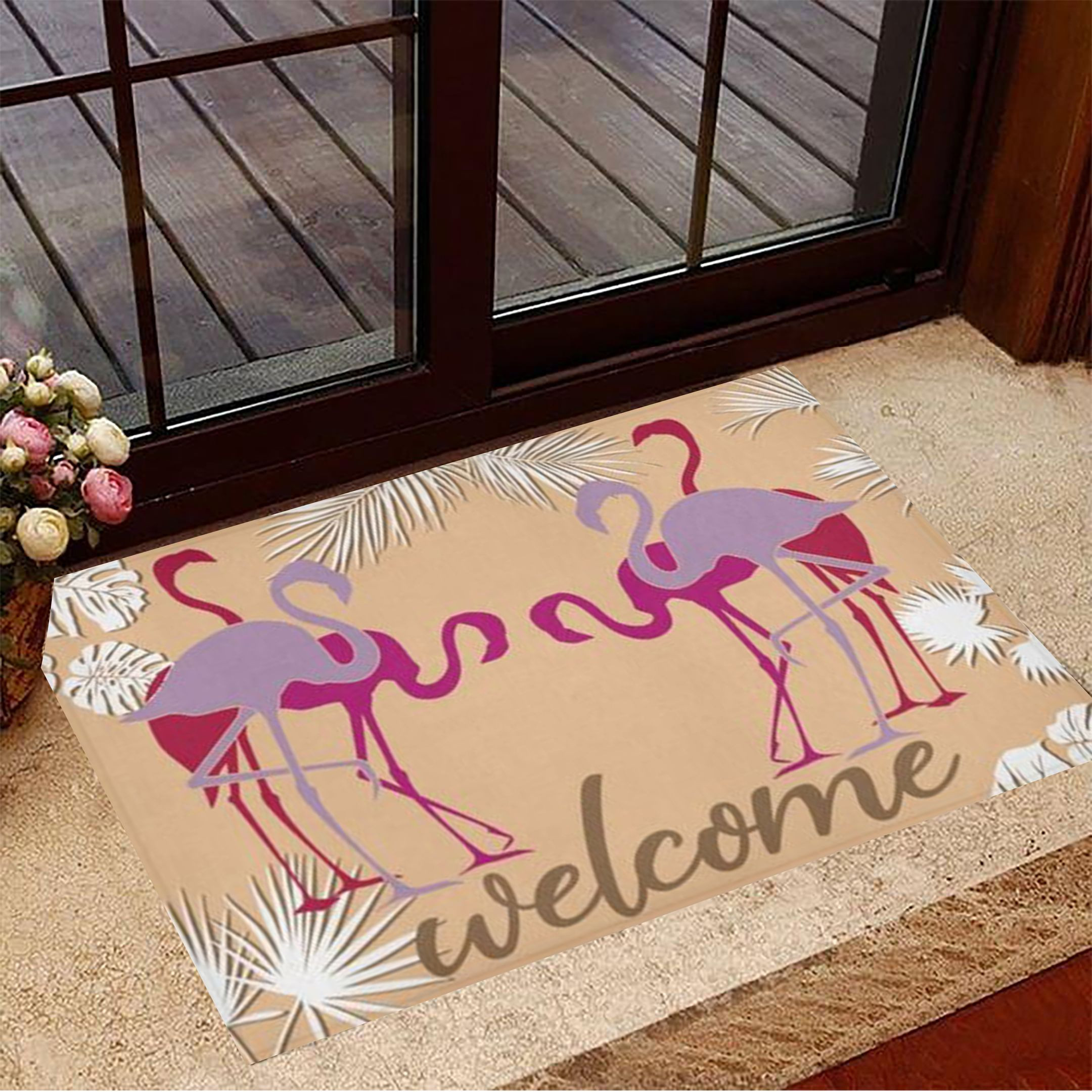 Flamingo Welcome Rubber Doormat Designer Door Mat New Home Gift Ideas