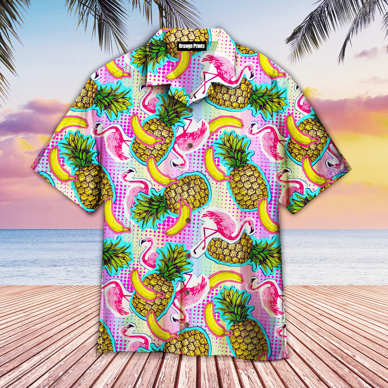 Flamingo With Summer Fruits Hawaiian Shirt