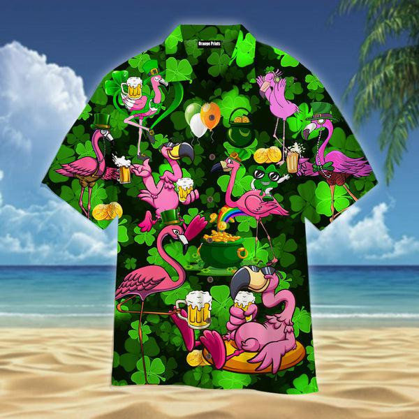 Flamingos Drink Beer St Patricks Day Hawaiian Shirt