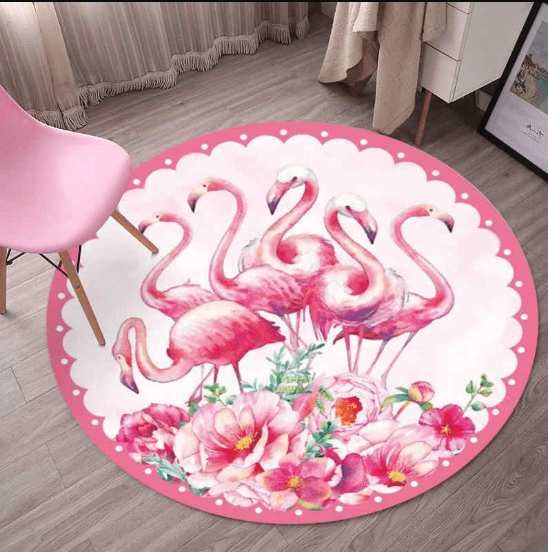 Flamingos Round Rug Carpet Bedroom Livingroom Home Decor