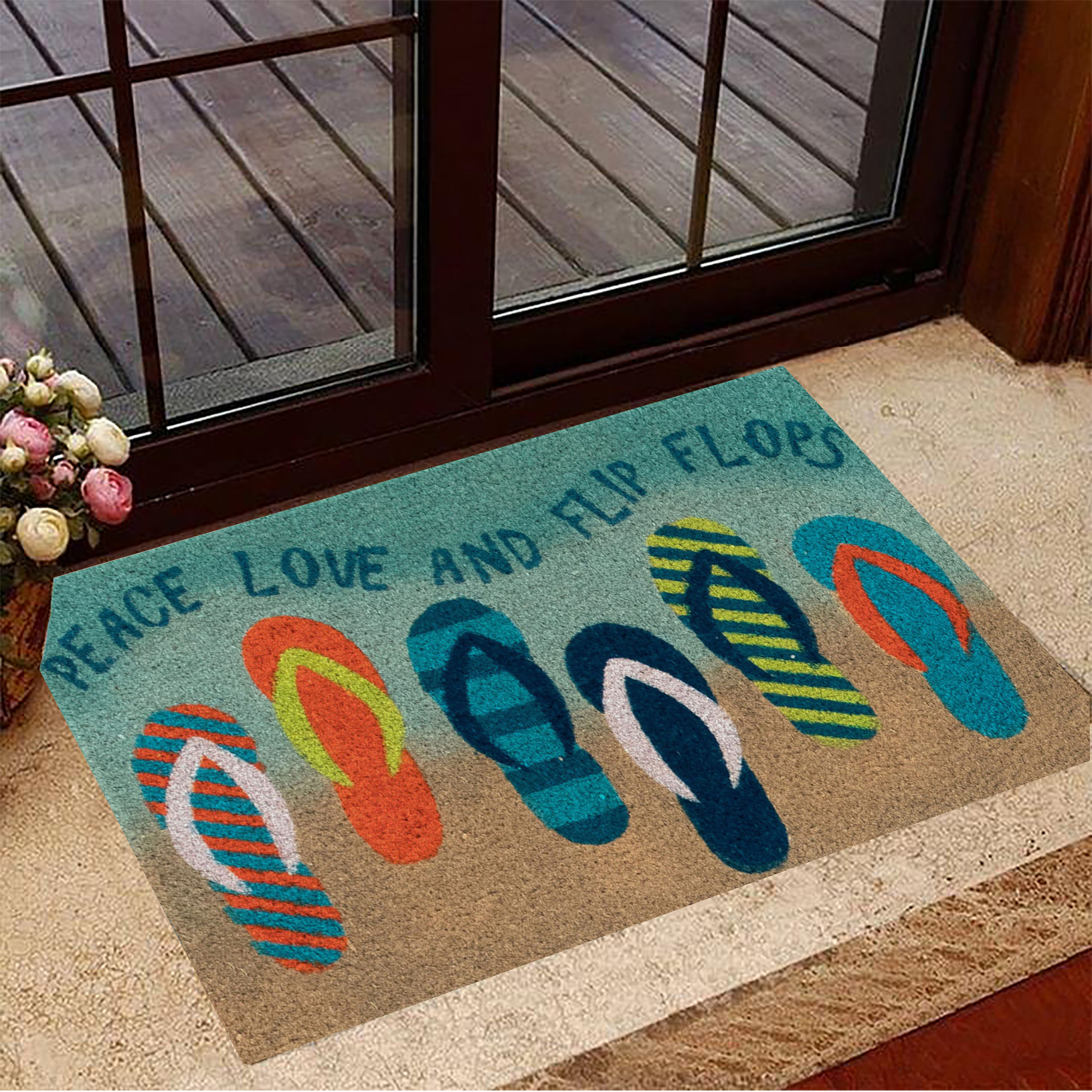 Flip Flop Rubber Doormat Peace Love And Flip Flops Rubber Doormat Ideas For Summer House Decor