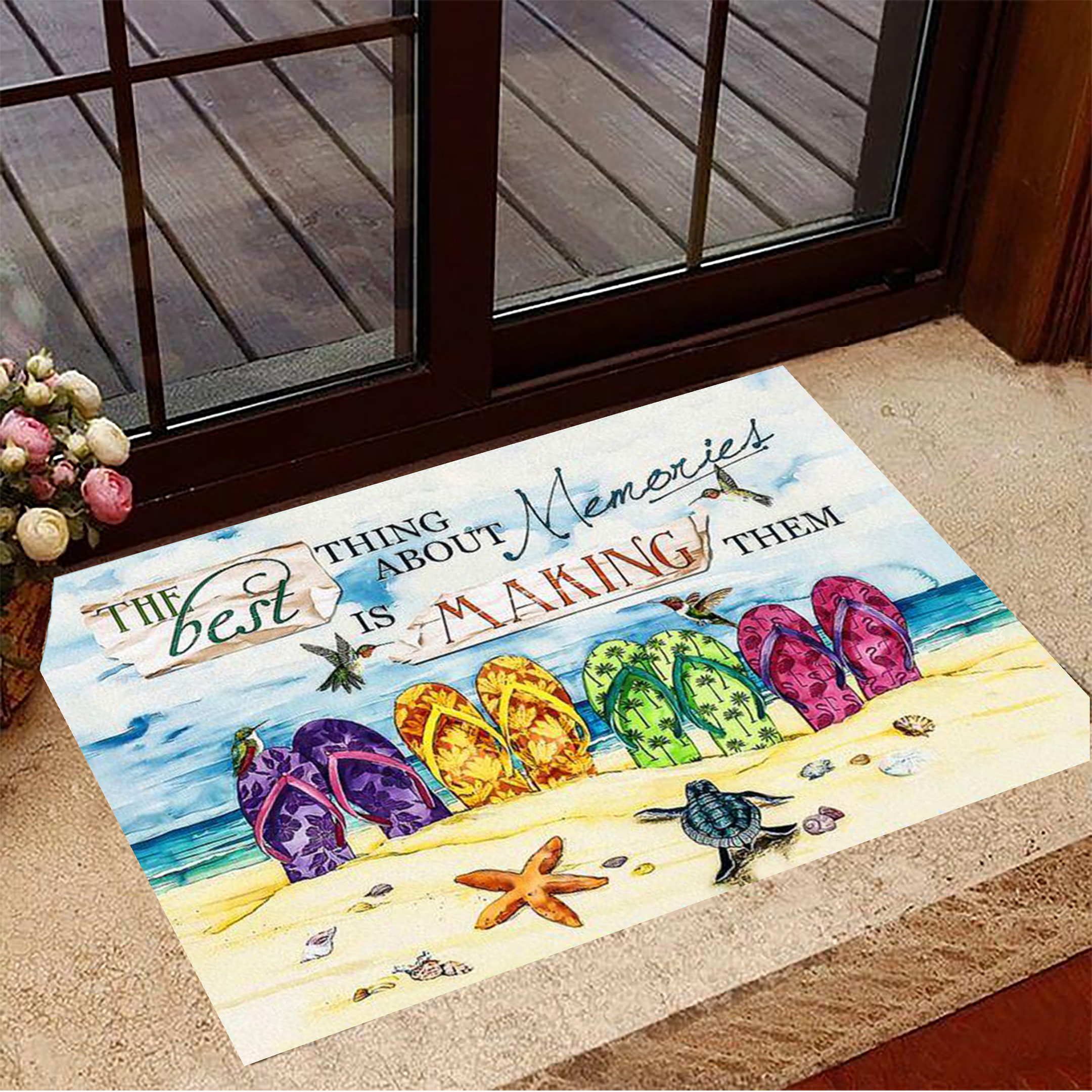 Flip Flop Rubber Doormat Summer Best Thing About Memories Is Making Them Beach Front Door Mat