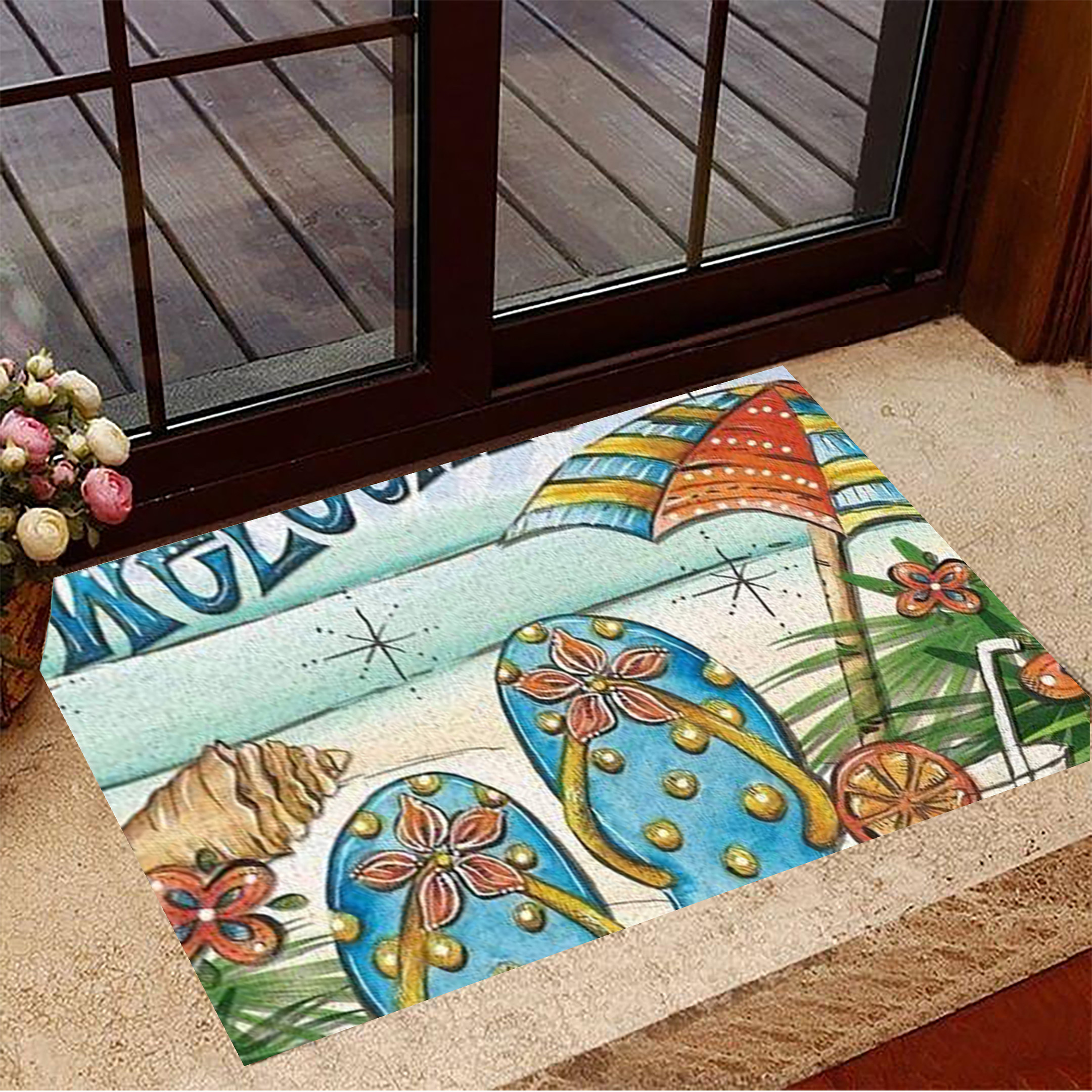 Flip Flop Rubber Doormat Summer Flip Flop Welcome Mat Home Decor For Summer