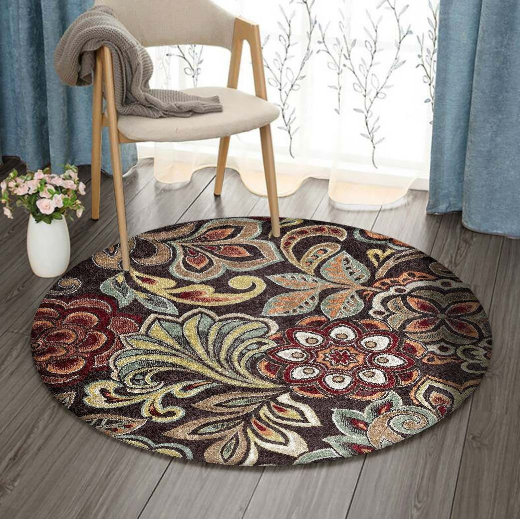 Floral Round Rug Carpet Bedroom Livingroom Home Decor