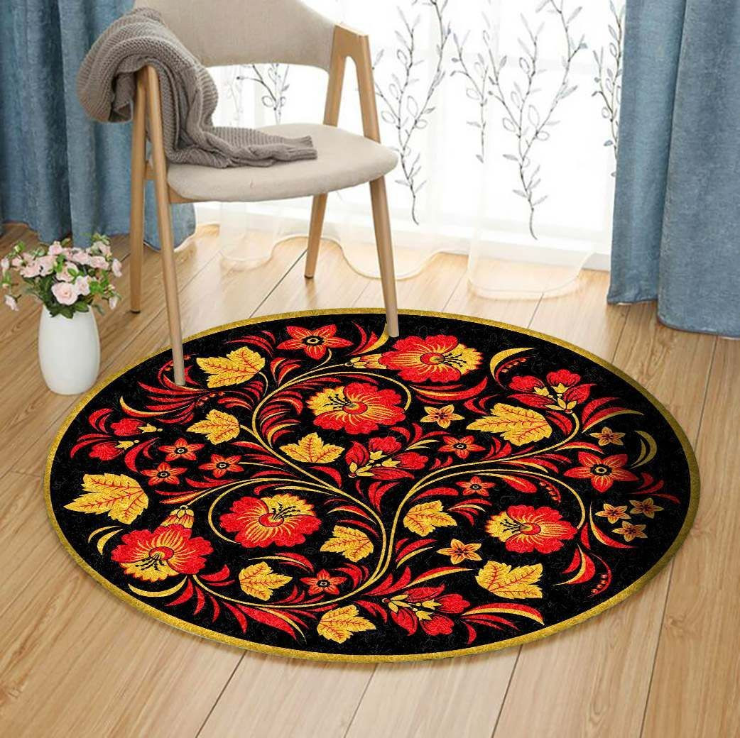 Floral Round Rug Carpet Bedroom Livingroom Home Decor