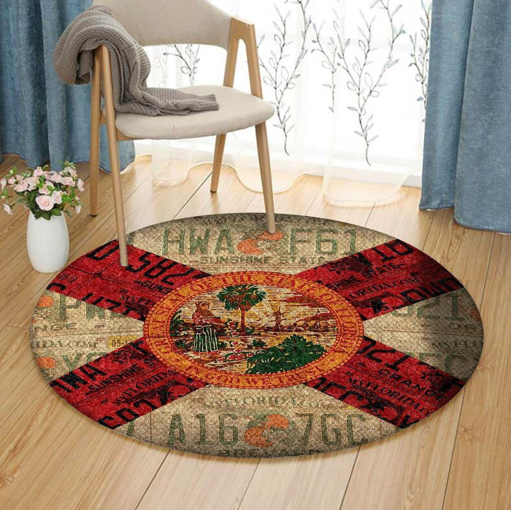 Florida State Round Rug Carpet Bedroom Livingroom Home Decor