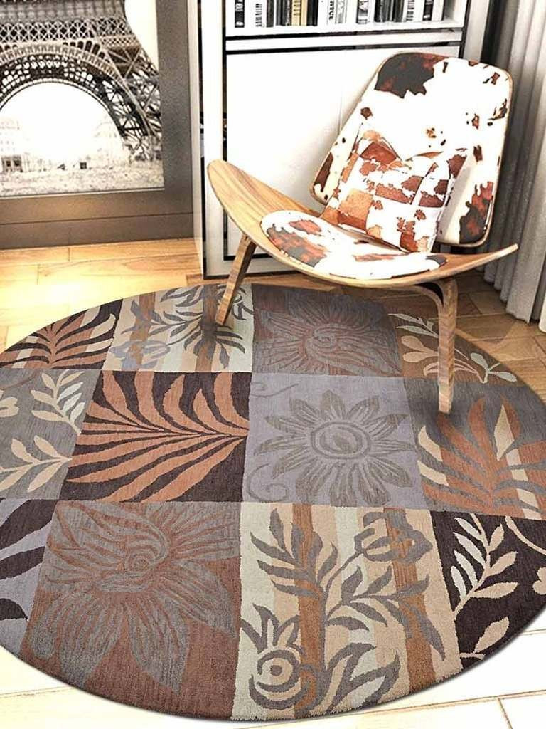Flower And Leaves Round Rug Carpet Bedroom Livingroom Home Decor