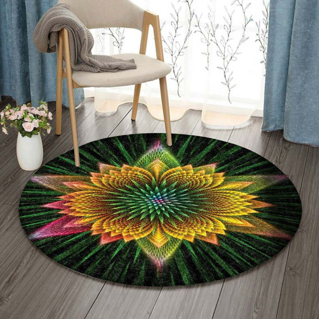 Flower Art Fractal Fractals Round Rug Carpet Bedroom Livingroom Home Decor