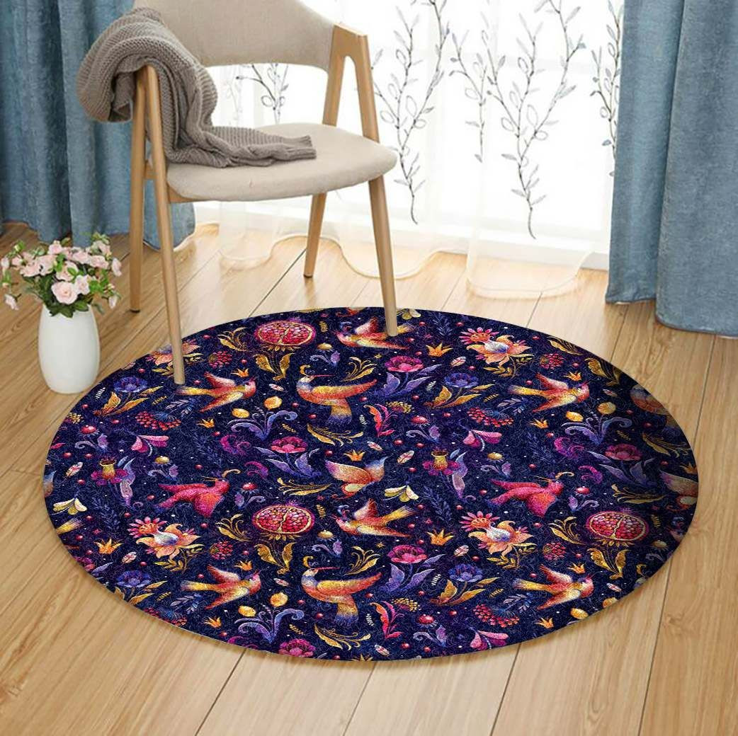 Flower Bird Round Rug Carpet Bedroom Livingroom Home Decor