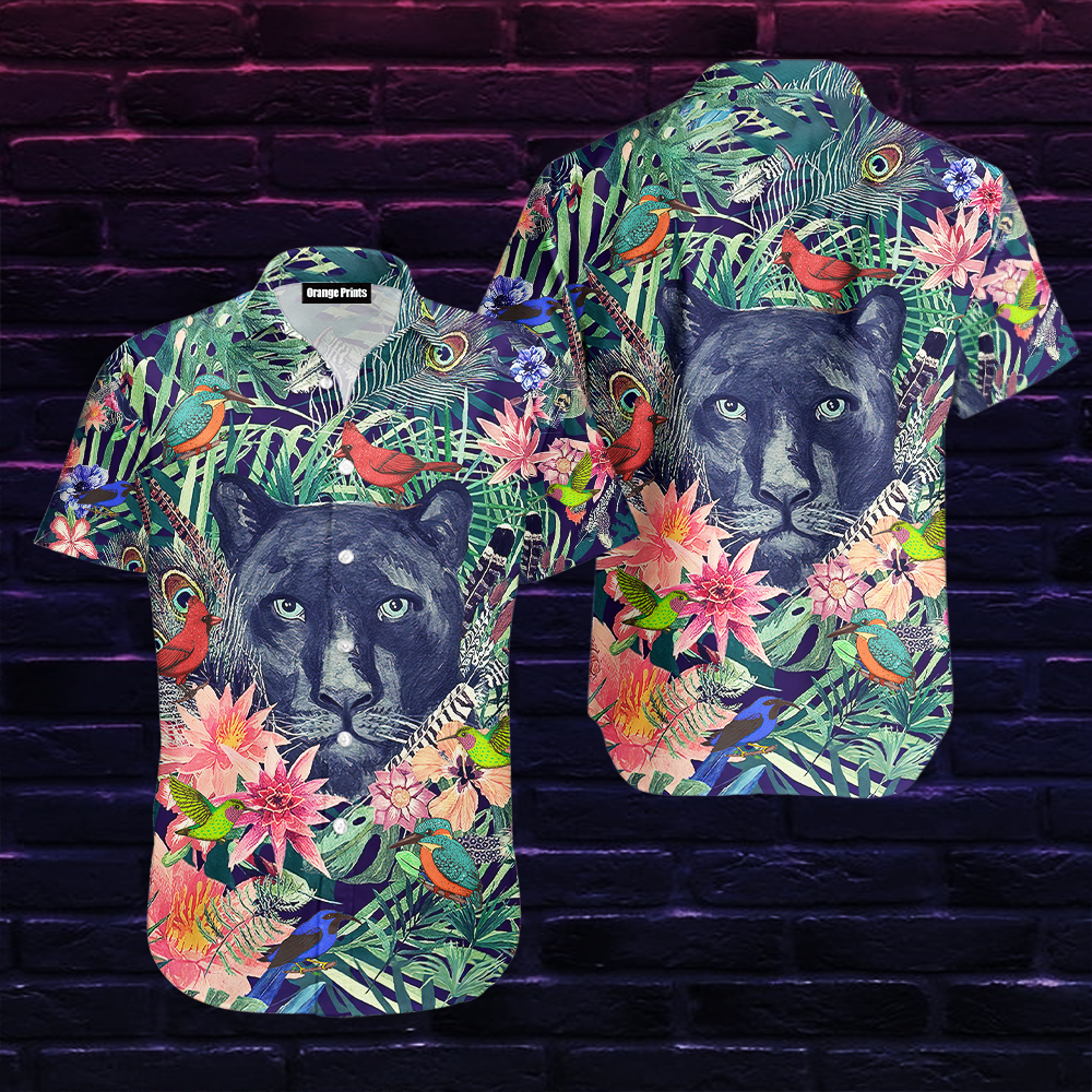 Flower Cardinal Panther Hawaiian Shirt