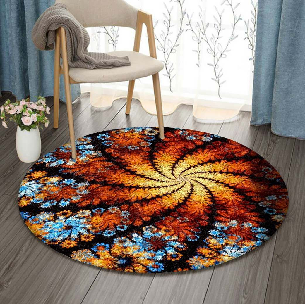 Flower Colorful Round Rug Carpet Bedroom Livingroom Home Decor