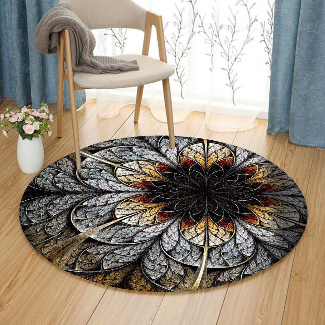 Flower Fractal Round Rug Carpet Bedroom Livingroom Home Decor