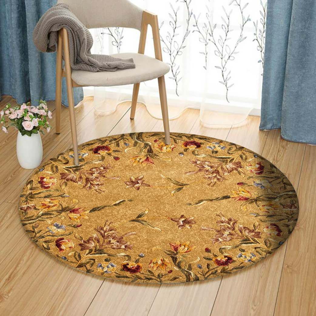 Flower Garden Round Rug Carpet Bedroom Livingroom Home Decor