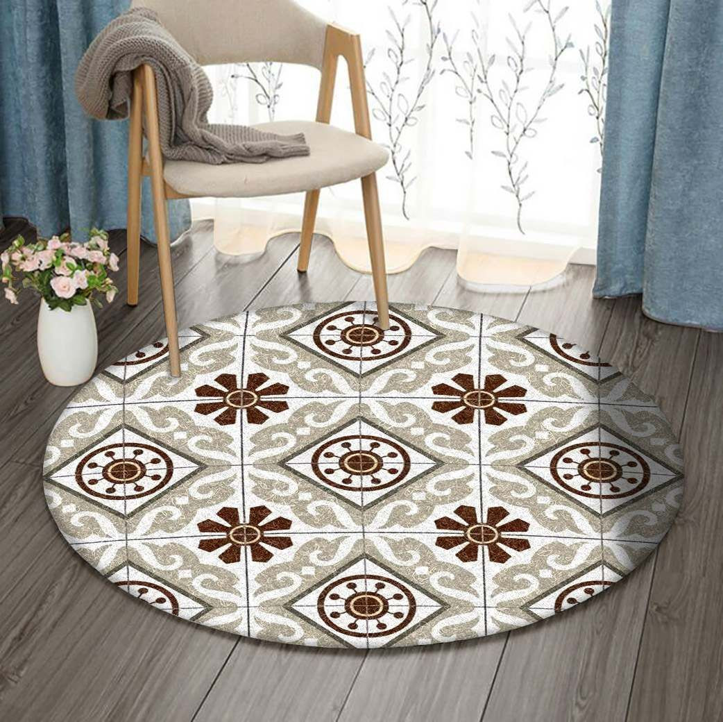 Flower Pattern Round Rug Carpet Bedroom Livingroom Home Decor