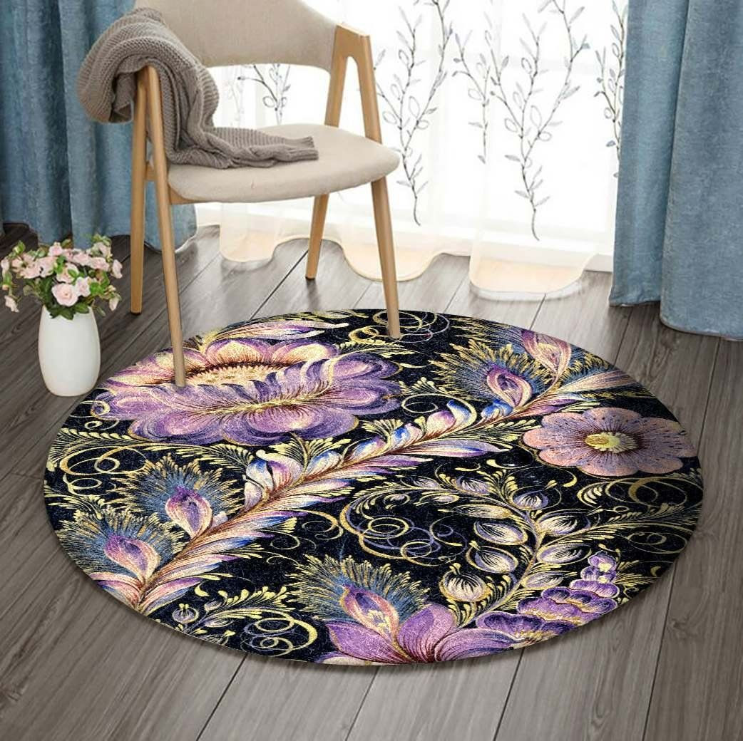 Flower Round Rug Carpet Bedroom Livingroom Home Decor