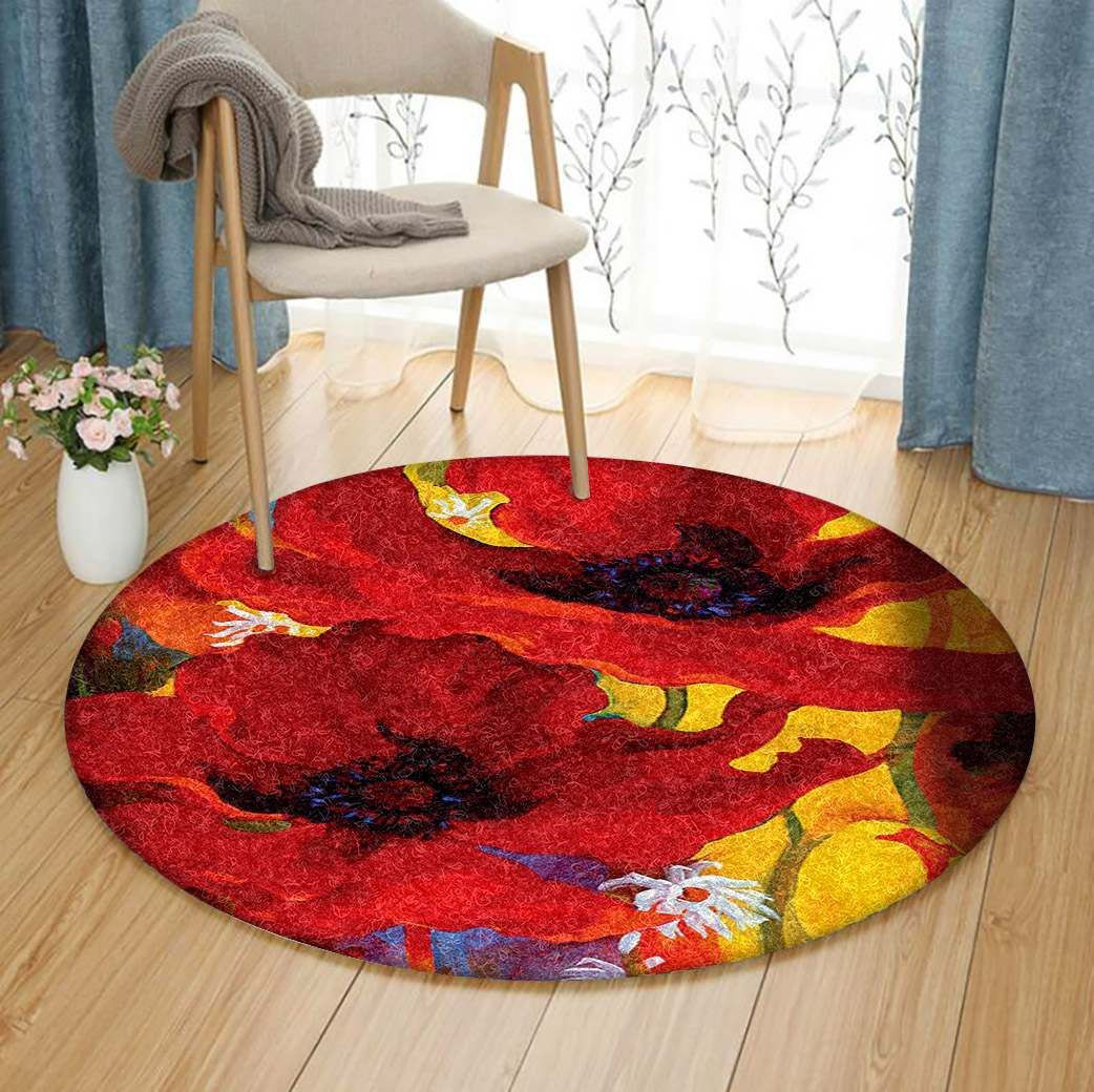 Flower Round Rug Carpet Bedroom Livingroom Home Decor
