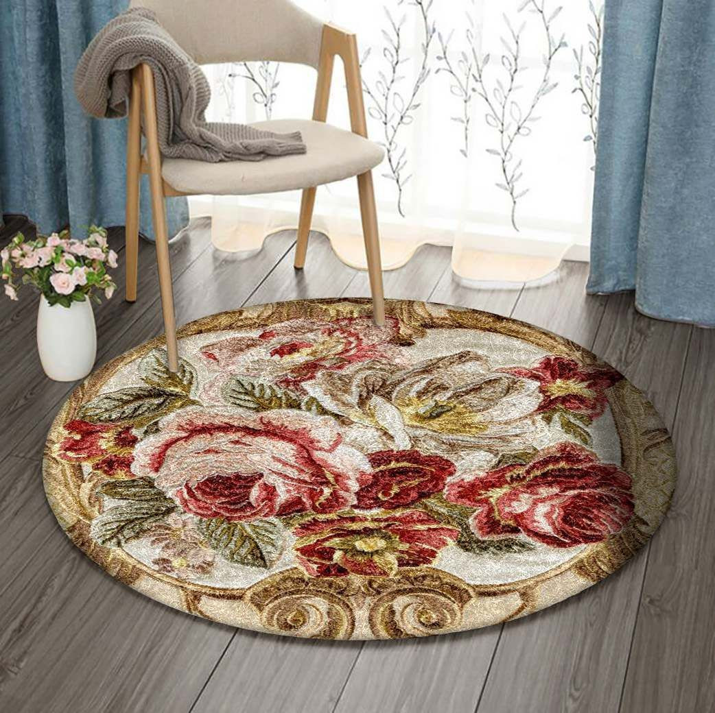 Flower Round Rug Carpet Bedroom Livingroom Home Decor