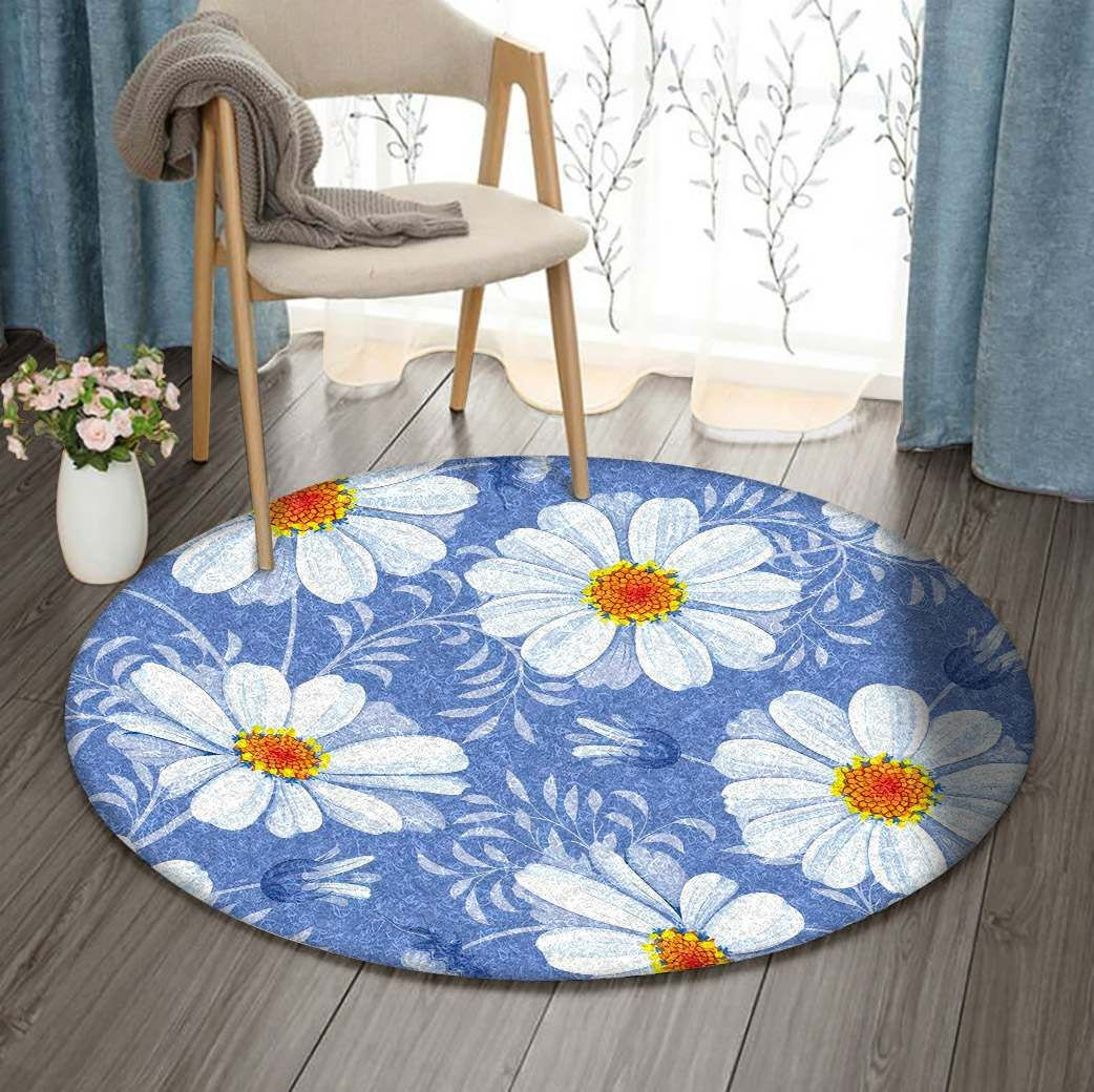 Flower Round Rug Carpet Bedroom Livingroom Home Decor