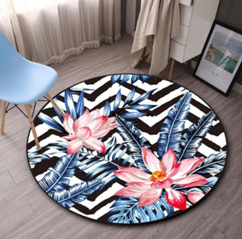 Flower Round Rug Carpet Bedroom Livingroom Home Decor