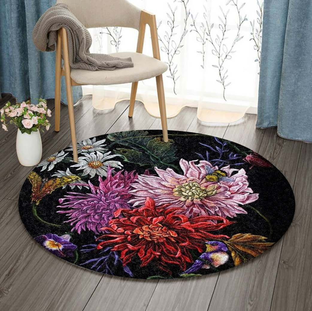 Flower Round Rug Carpet Bedroom Livingroom Home Decor