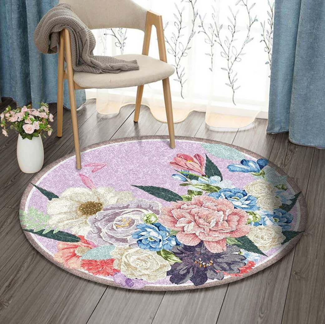 Flower Round Rug Carpet Bedroom Livingroom Home Decor