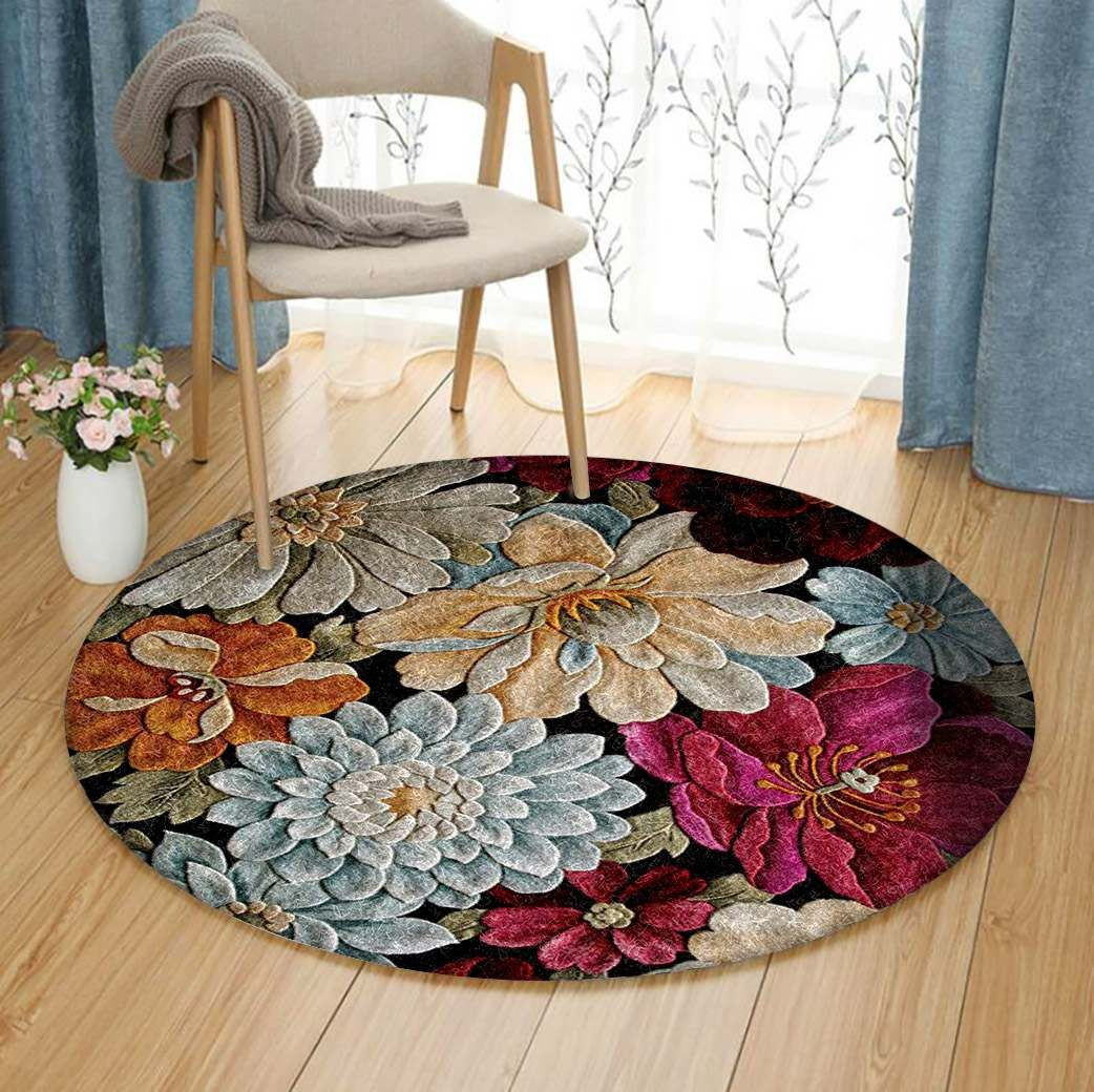 Flower Round Rug Carpet Bedroom Livingroom Home Decor