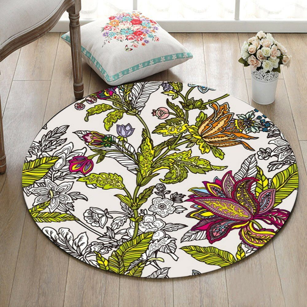 Flower Round Rug Carpet Bedroom Livingroom Home Decor